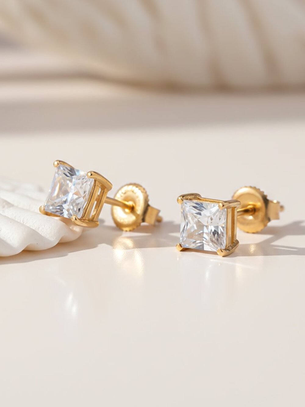 925 Silver Golden Princess Tiny Stud Earrings Gold Vermeil (2.5 Micron)